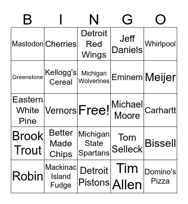 Michiganology Bingo Card