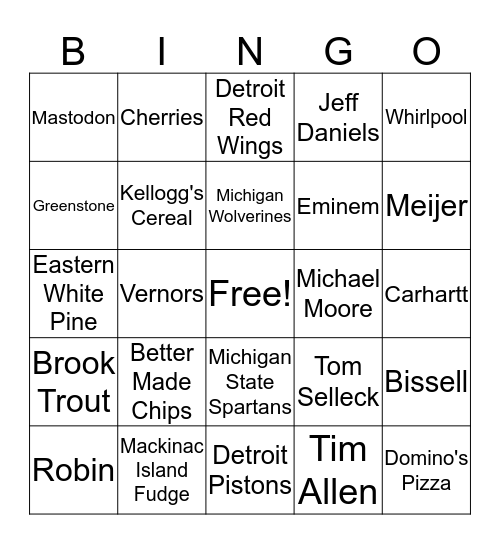 Michiganology Bingo Card