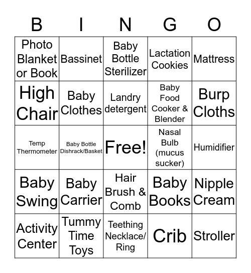 Showing Baby MJ Bingo Card