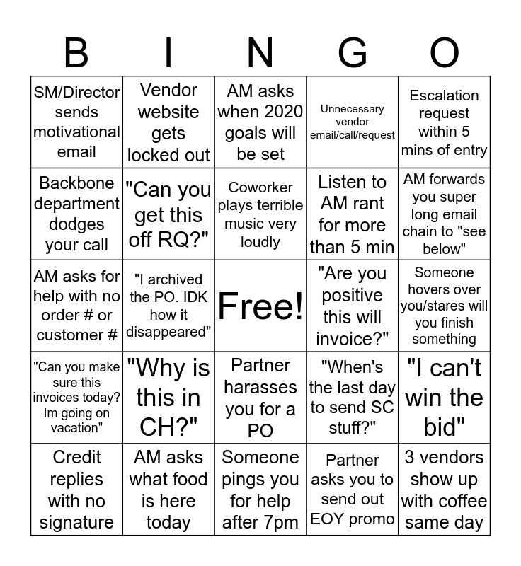 SOS EOY Bingo Card