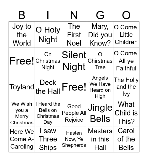 Chirstmas in About Three Minutes Bingo Card