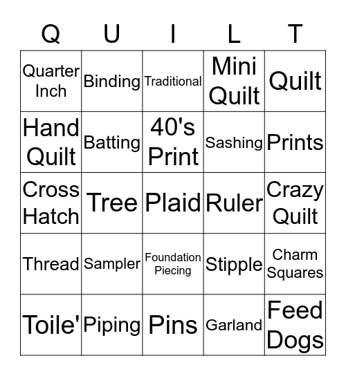 Quilt Bingo Card