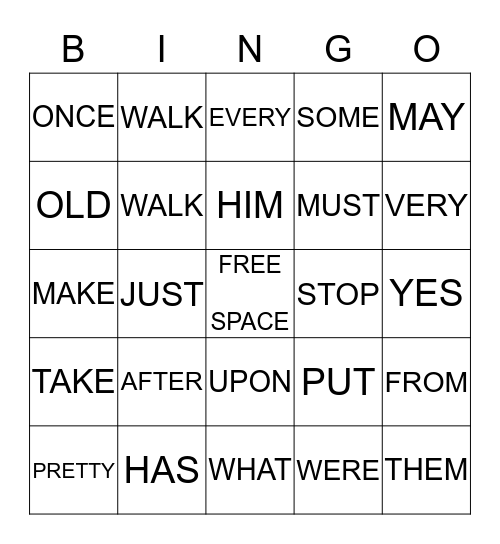 NAME: ______________________ Bingo Card