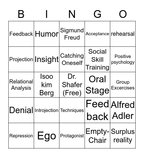 Group Therapy  Bingo Card