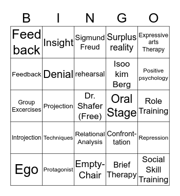 Group Therapy  Bingo Card