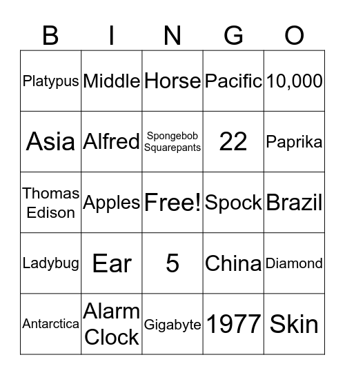 BWK Trivia Bingo Card