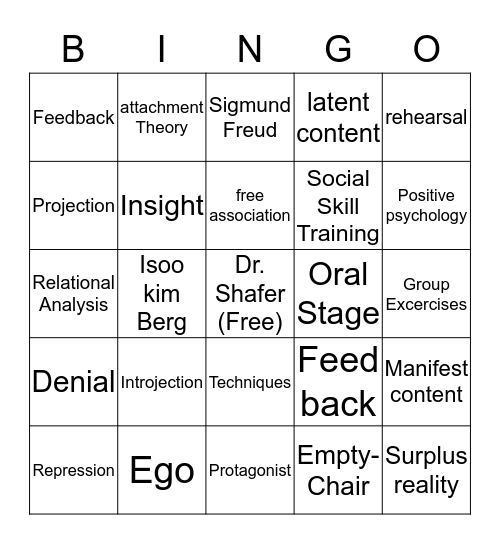 Group Therapy  Bingo Card