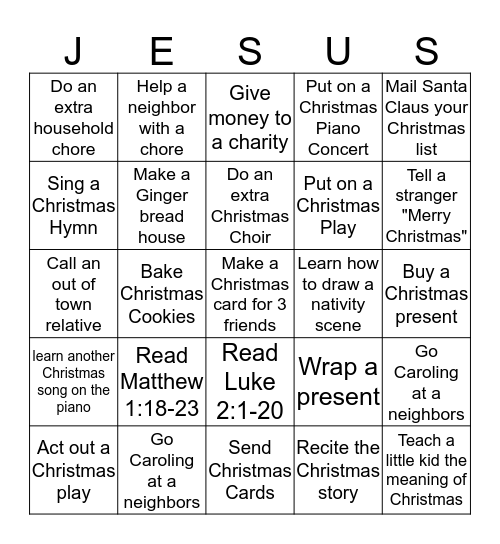 Christmas Bingo Card