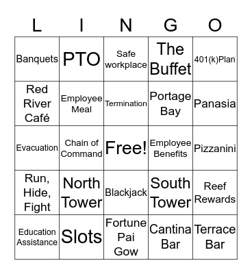 Silver Reef Casino Resort Bingo Card