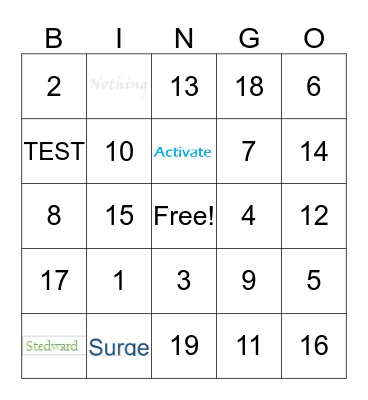 TCS Team Bingo - December 2019 Bingo Card