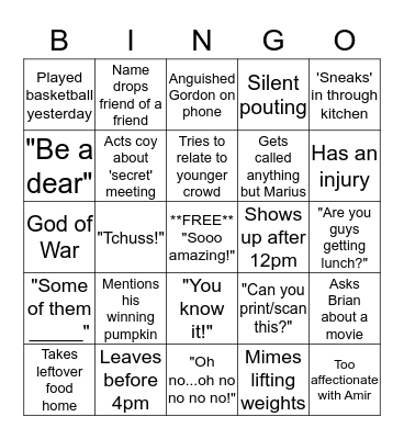 MARIUS BINGO Card