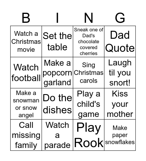 Severance family bingo Card