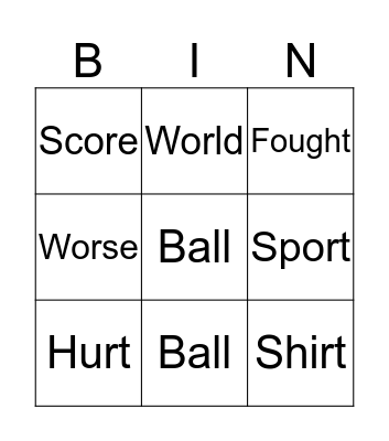 Sound Bingo Card