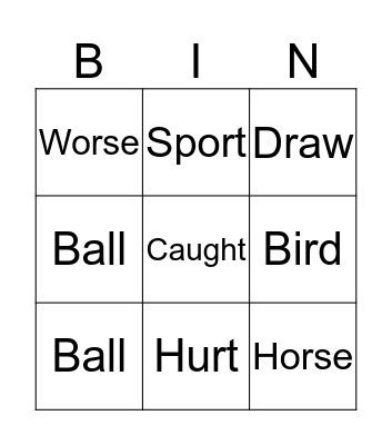 Sound Bingo Card