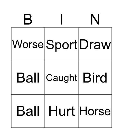 Sound Bingo Card