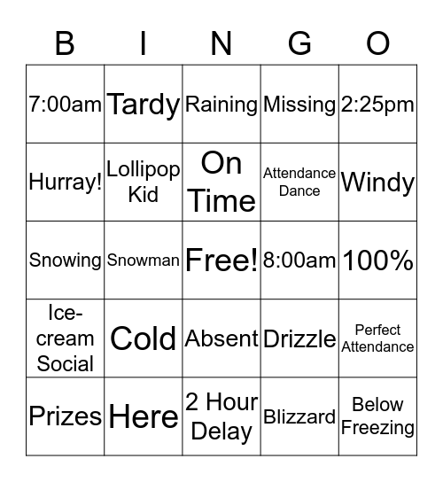 Winter Fest Attendance Bingo  Bingo Card