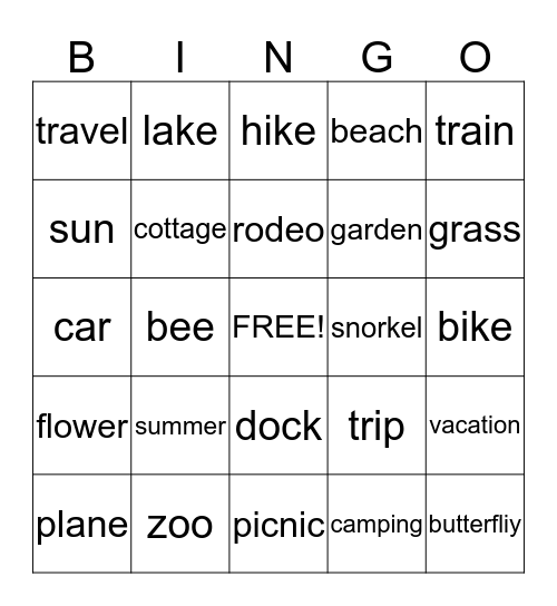 Summer Reading Club Bingo Card