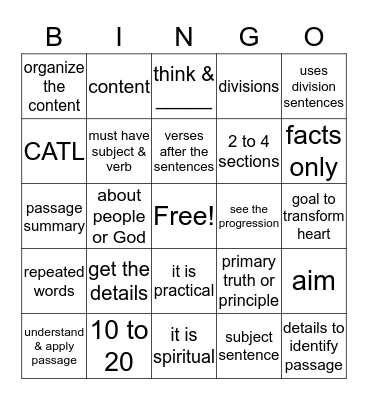 Homiletics Bingo Card