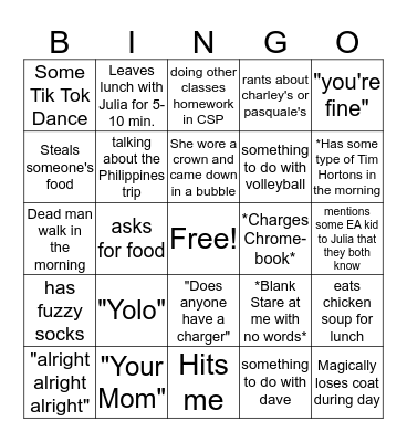 Jasmine Bingo Card Bingo Card