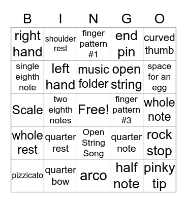 ORCHESTRA BINGO Card