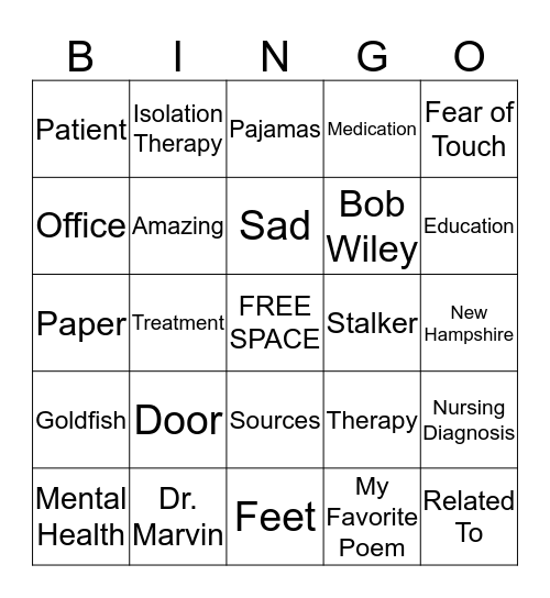What About Panic Disorder? Bingo Card