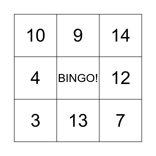 Kidsclub mini Bingo Card