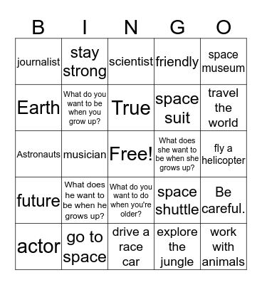 Things to Be Bingo Card