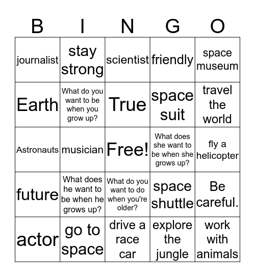 Things to Be Bingo Card