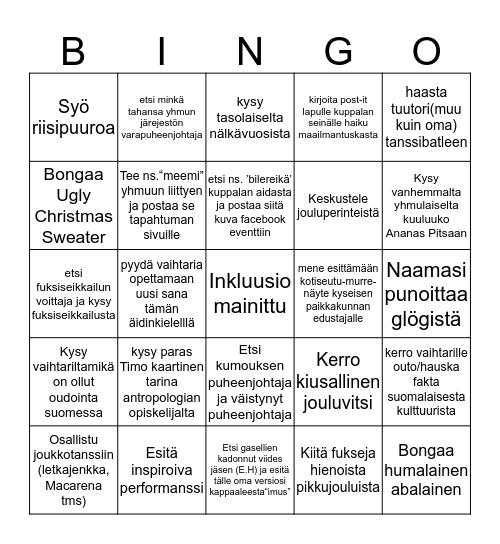 Fuksit <3 Wanhat Bingo Card