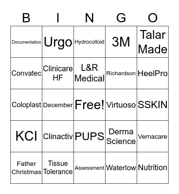 Tissue Viability Bingo Card