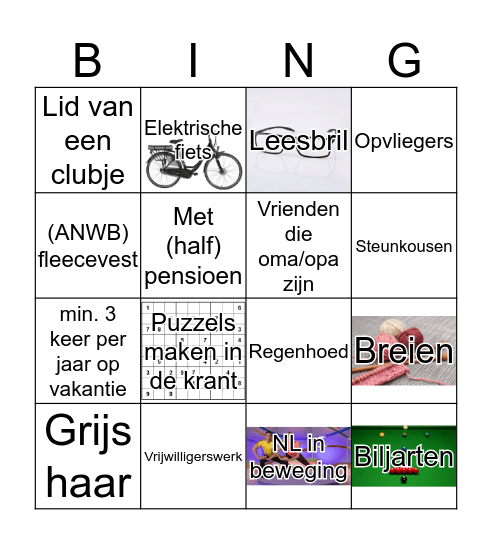 De (bijna) 65+ BINGO Card