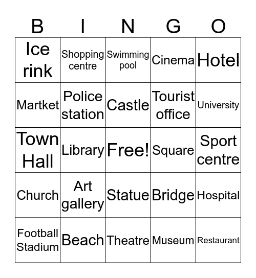 Around my town Bingo Card