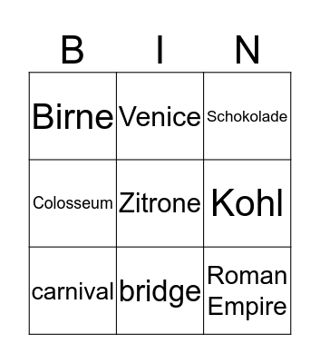 Italian cities  Bingo Card