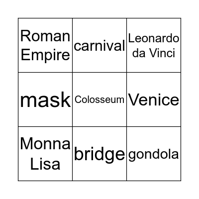 Italian cities Bingo Card