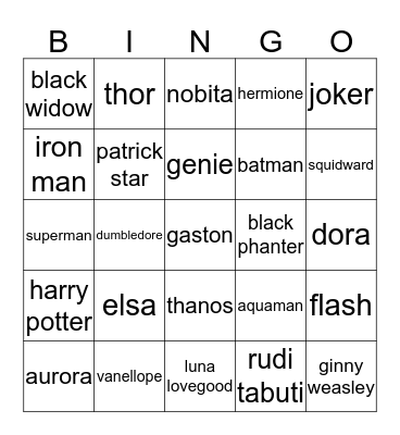 Punya Yuna Bingo Card