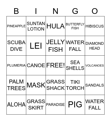 HAWAII Bingo Card