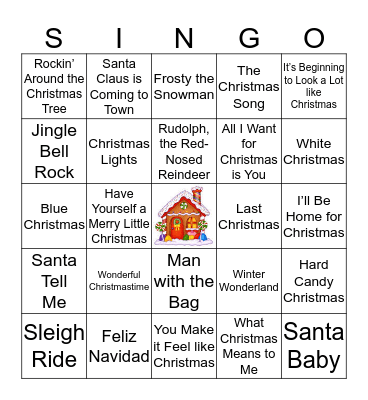 Christmas Music Singo Bingo Card