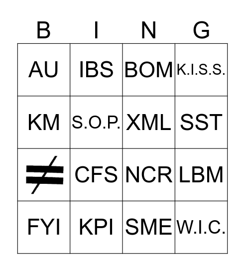 Office Lingo  Bingo Card