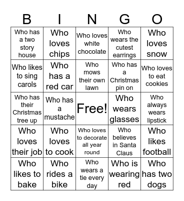 Holiday Cheer   Bingo Card