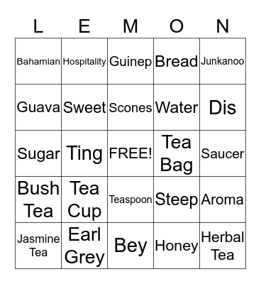 Heritage 'Dis We Ting' Bingo Card