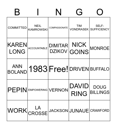 WCI Bingo Card