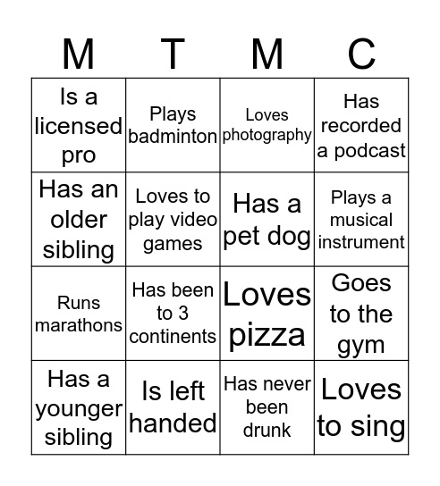 Maharlika Human Bingo Card