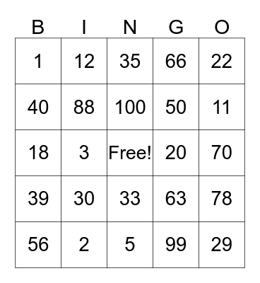 Family Night Bingo Card