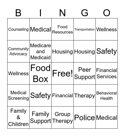 Copa Health Resource Fair Bingo  Bingo Card