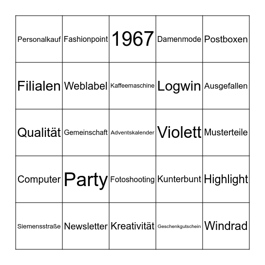 Liberty-Bingo Card