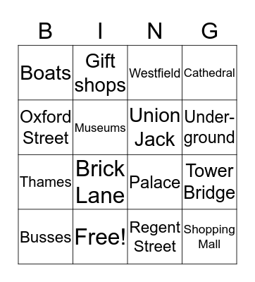 The ultimate London travel guide Bingo Card