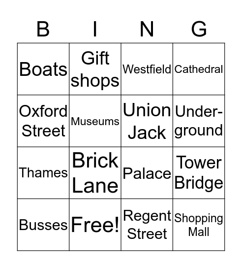 The ultimate London travel guide Bingo Card