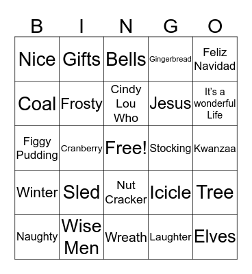 Christmas Bingo Card