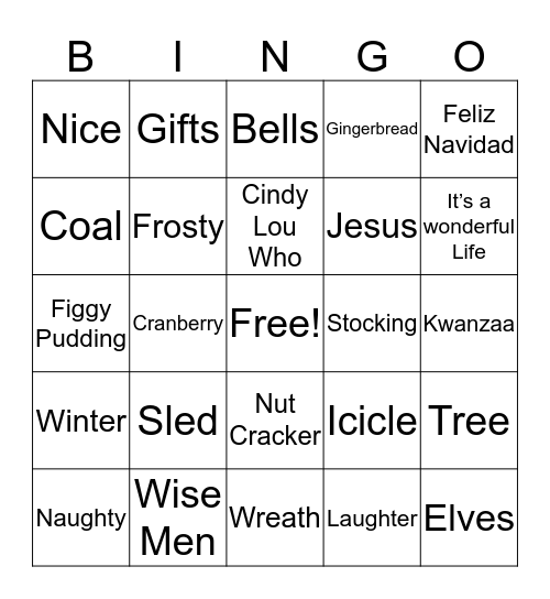 Christmas Bingo Card