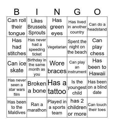 Ice Breaker Bingo Card